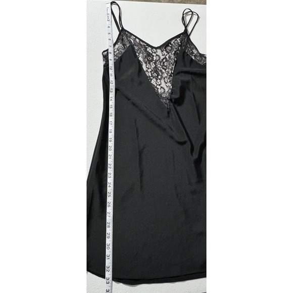 Vtg‎ Victoria's Secret Gold Label Black Satin Slip Aubergine Plum Lace Chemise M - Picture 7 of 11